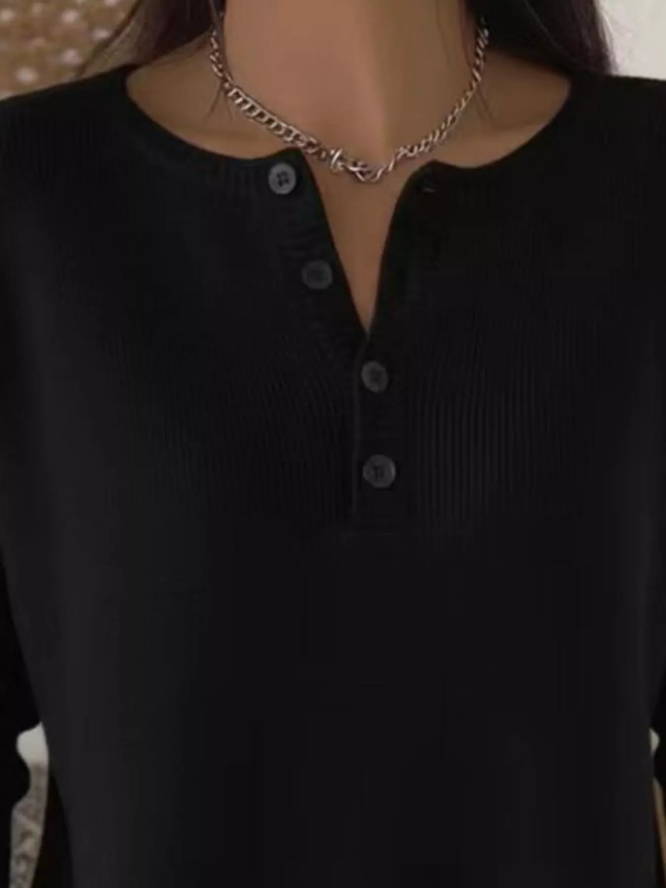 Trendsi Full Size Button Detail Ribbed Knit Sweater Plus Size -