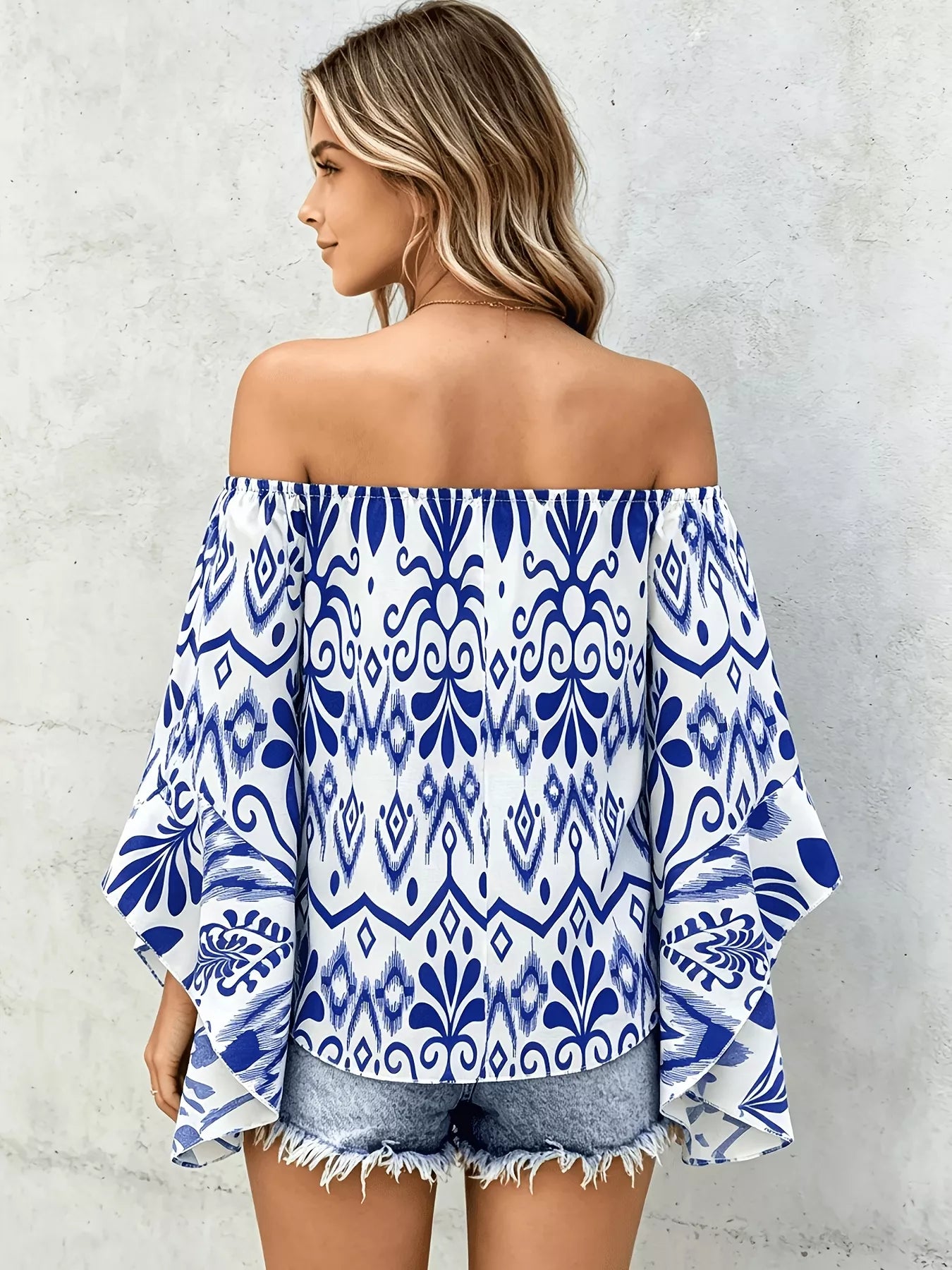 Trendsi Printed Off Shoulder Blouse -