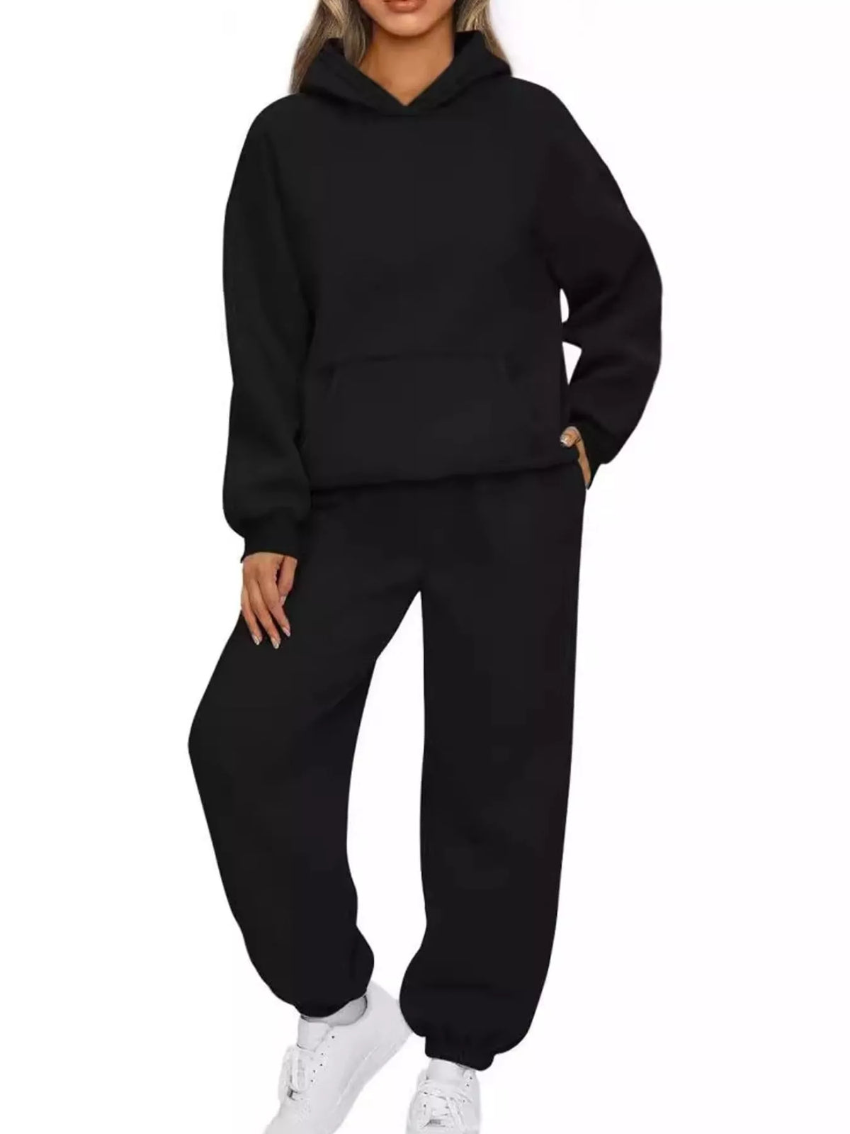 Kangaroo Pocket Hoodie and Joggers Set — front view