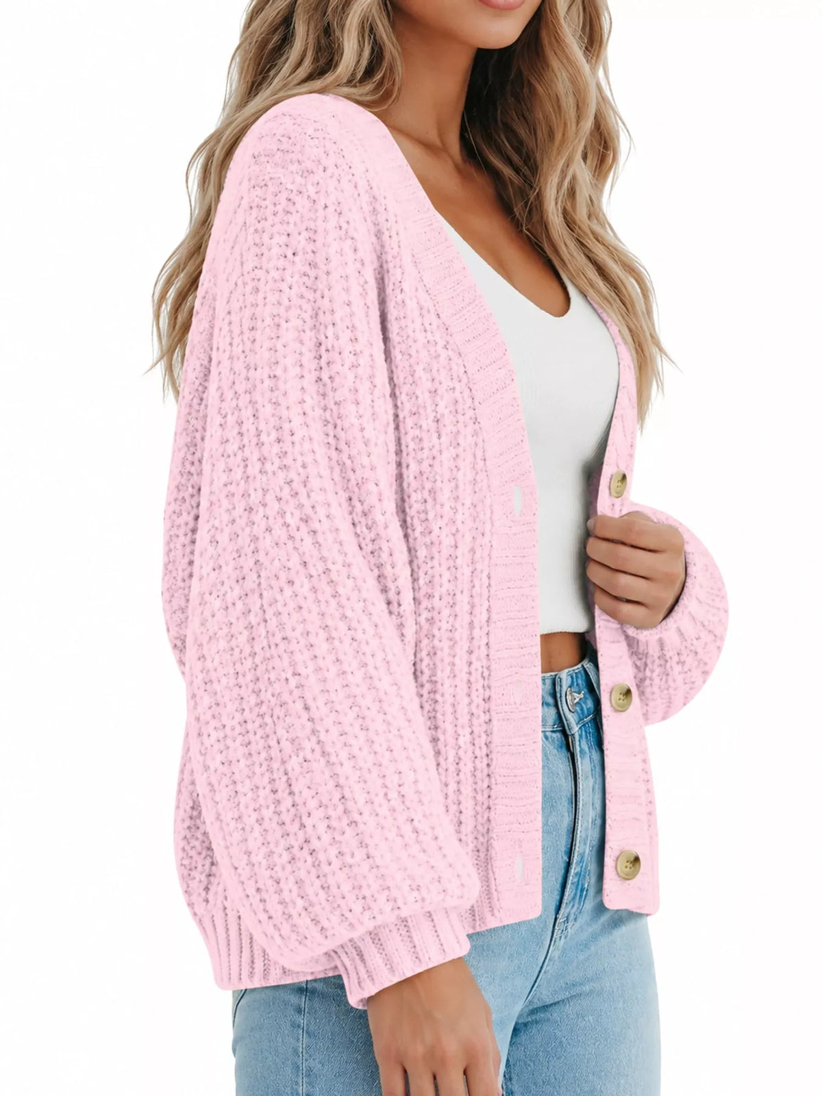 Button cardigan, light pink side