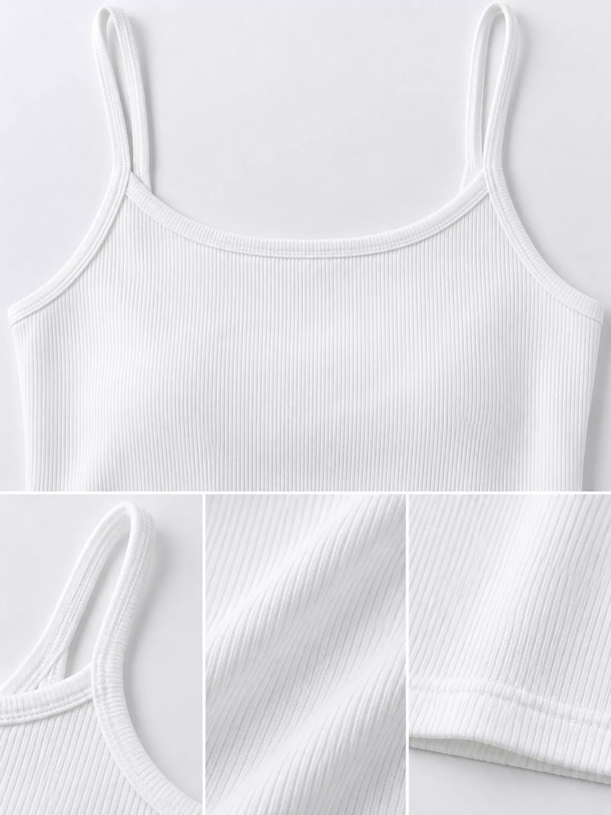 Slim-Fit Ribbed Square Neck Cami Top — garment construction details