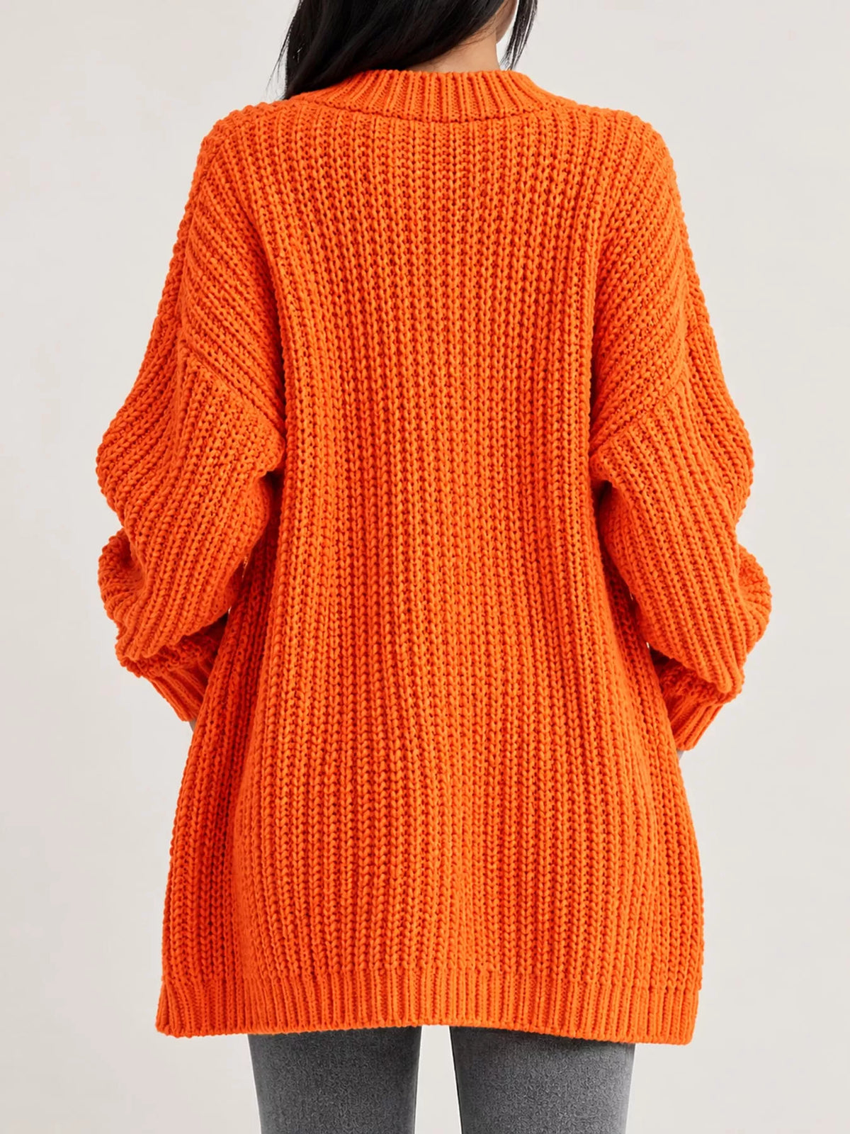 Longline knit cardigan, orange back
