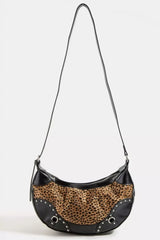 Trendsi Fame Dark Spotted Leopard Print Half Moon Shoulder Bag -
