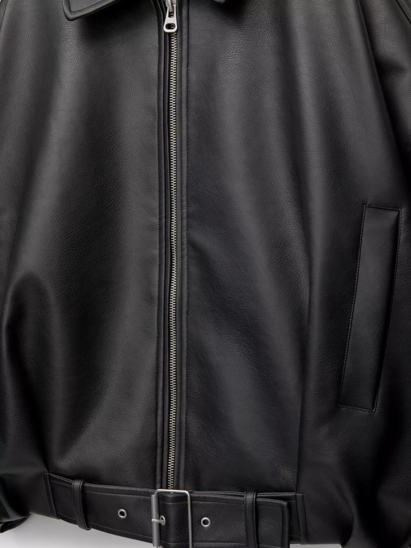 Trendsi Faux Leather Zip Up Jacket -