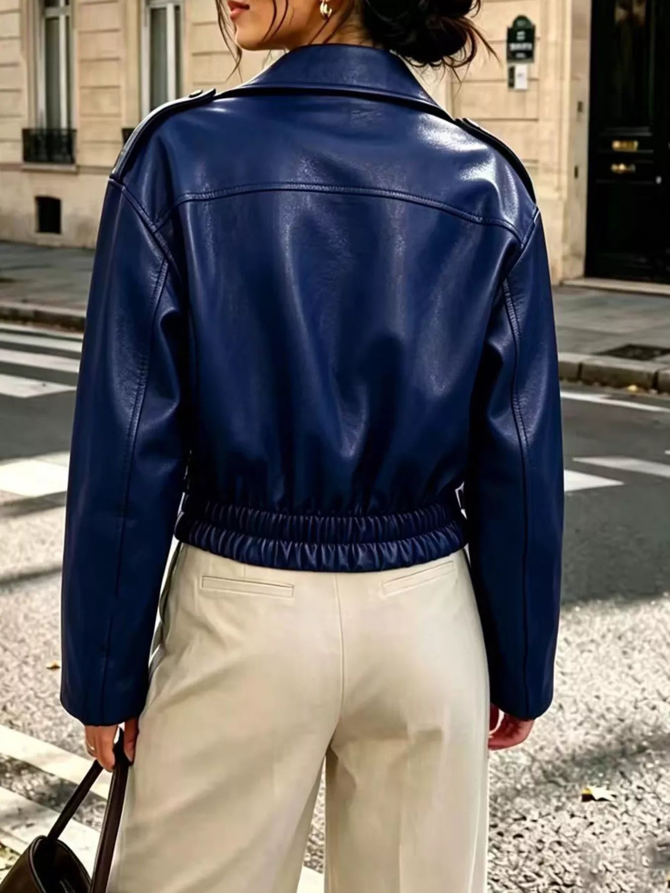 Trendsi Faux Leather Zip Up Jacket -