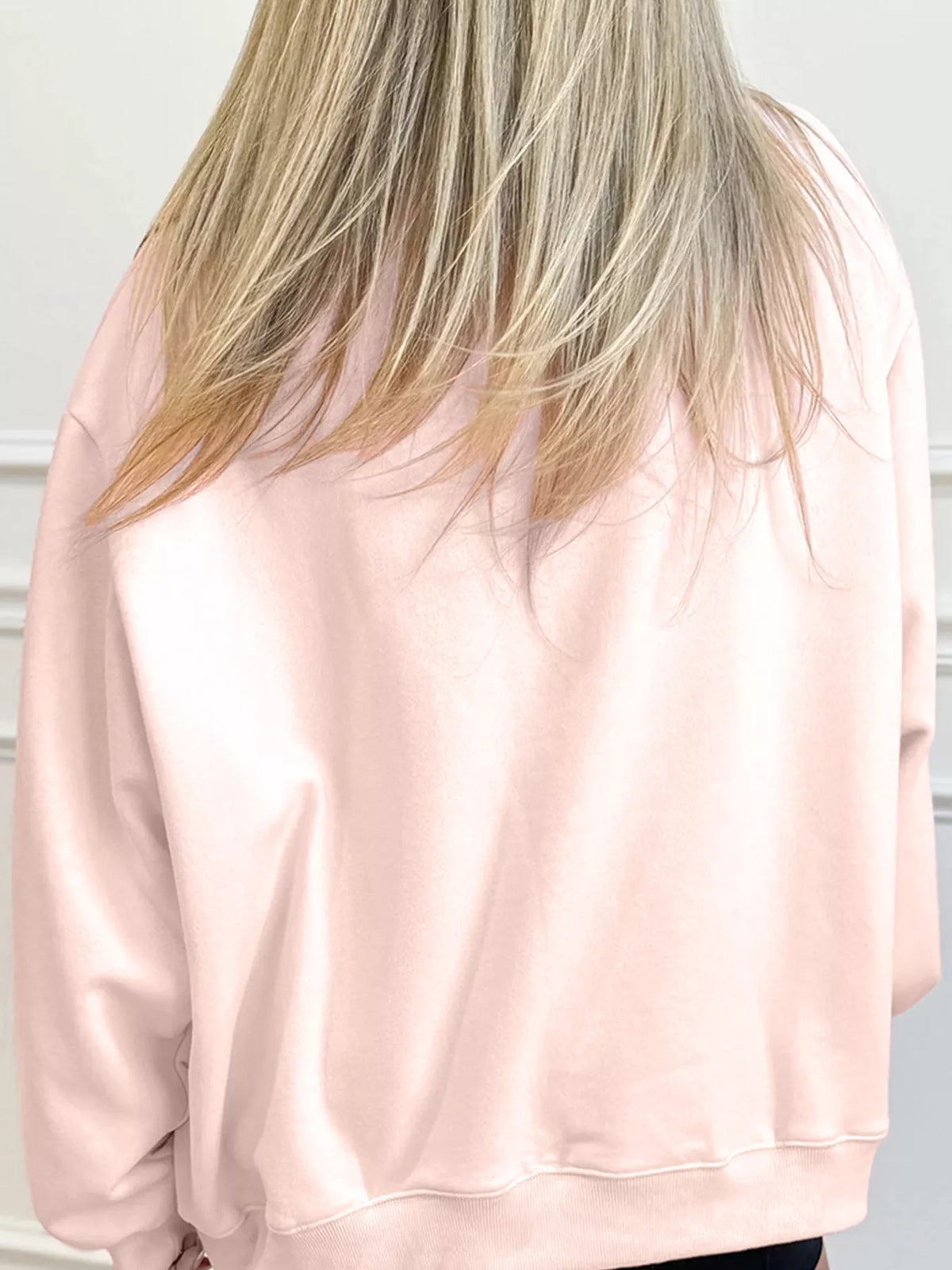 Sequin candy-cane sweatshirt, pink back hem