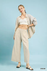 Trendsi Umgee Frayed Hem Wide Leg Pants -