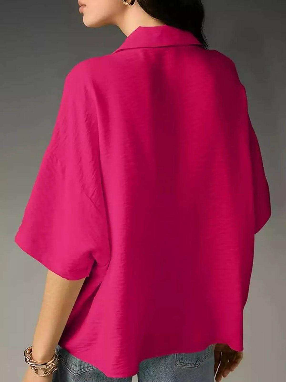 Half-sleeve blouse, pink back