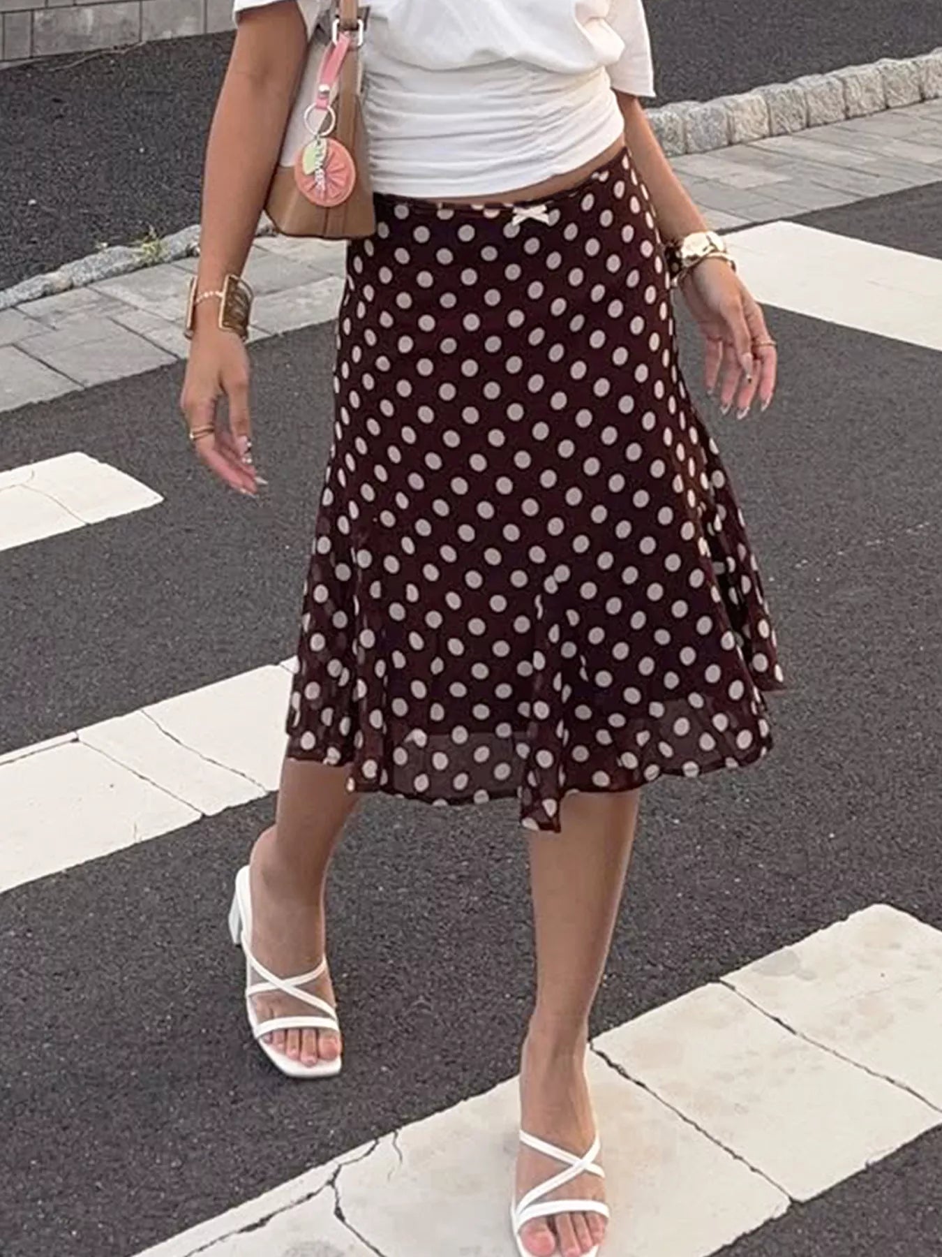 Trendsi Polka Dot Midi Skirt -