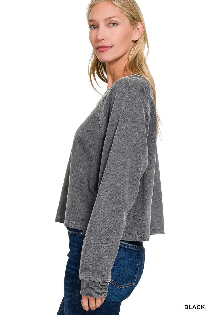 Women's Cropped Sweatshirt and Wide-Leg Pants Loungewear Set — product view 5