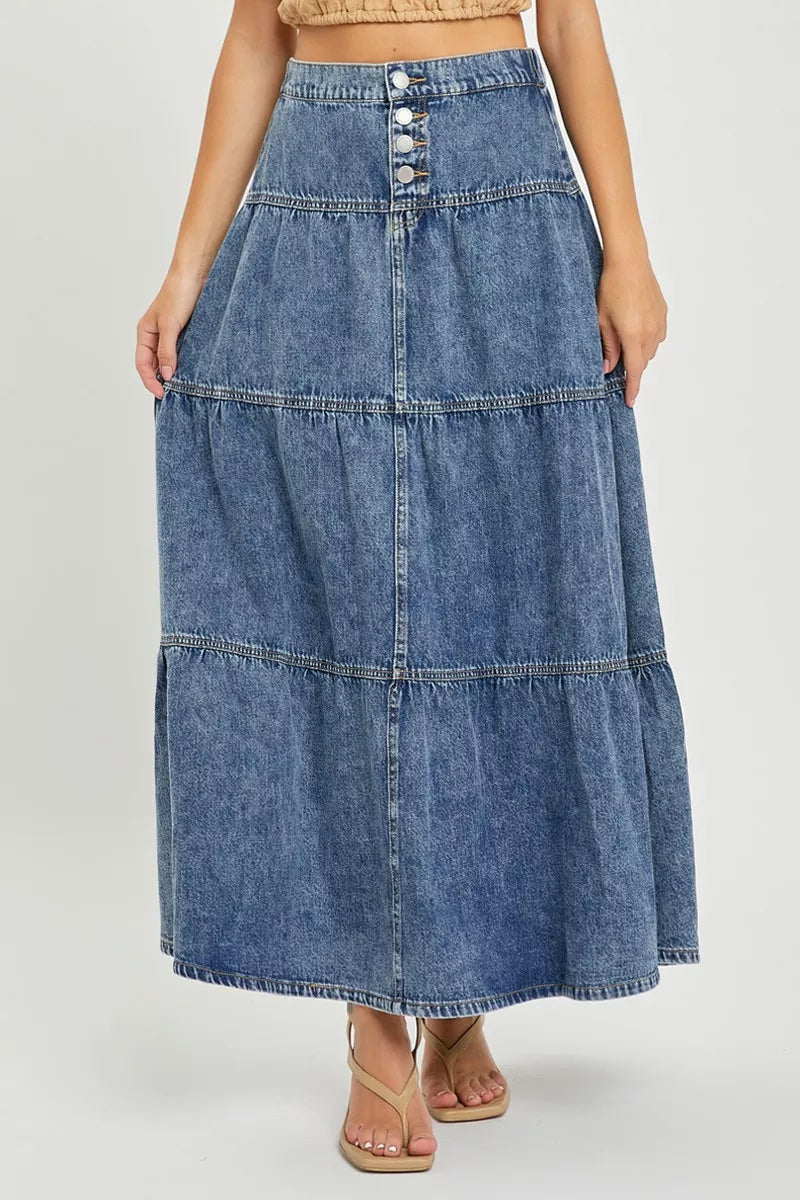 Trendsi RISEN High Rise Ruffle Long Skirts -