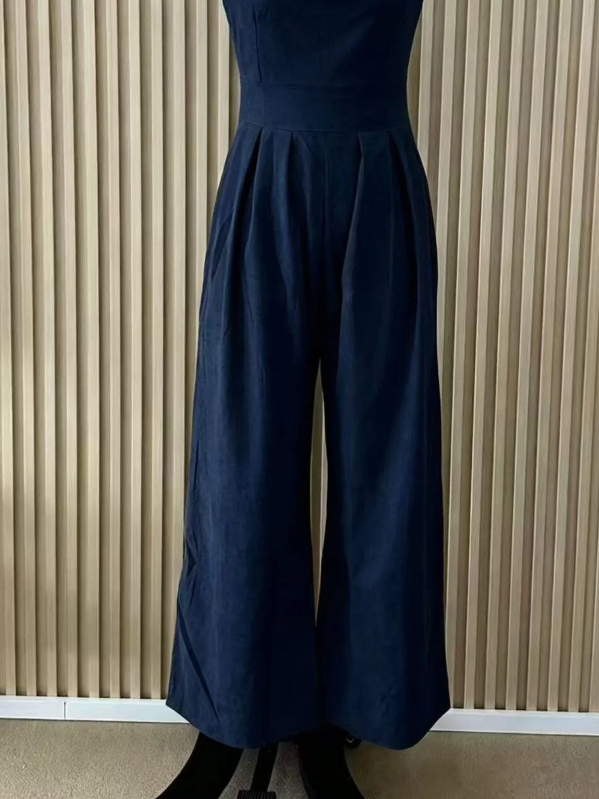 Dark Navy Halter Neck Wide-Leg Jumpsuit back view