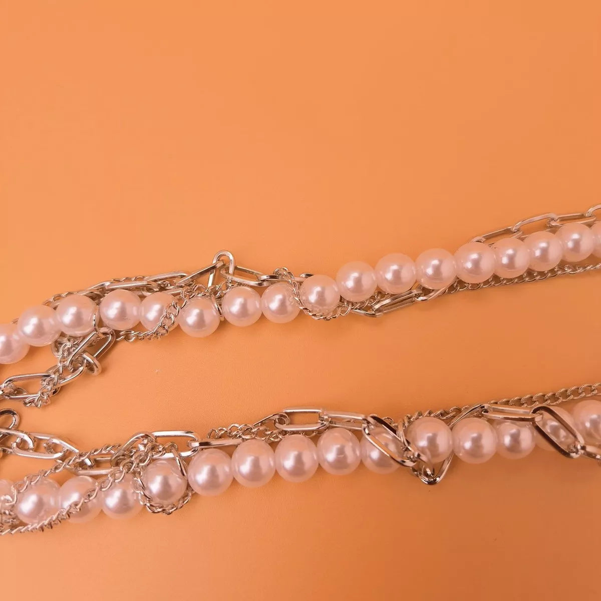Trendsi Gothic Pearl Double Layered Necklace with Wing Pendant -