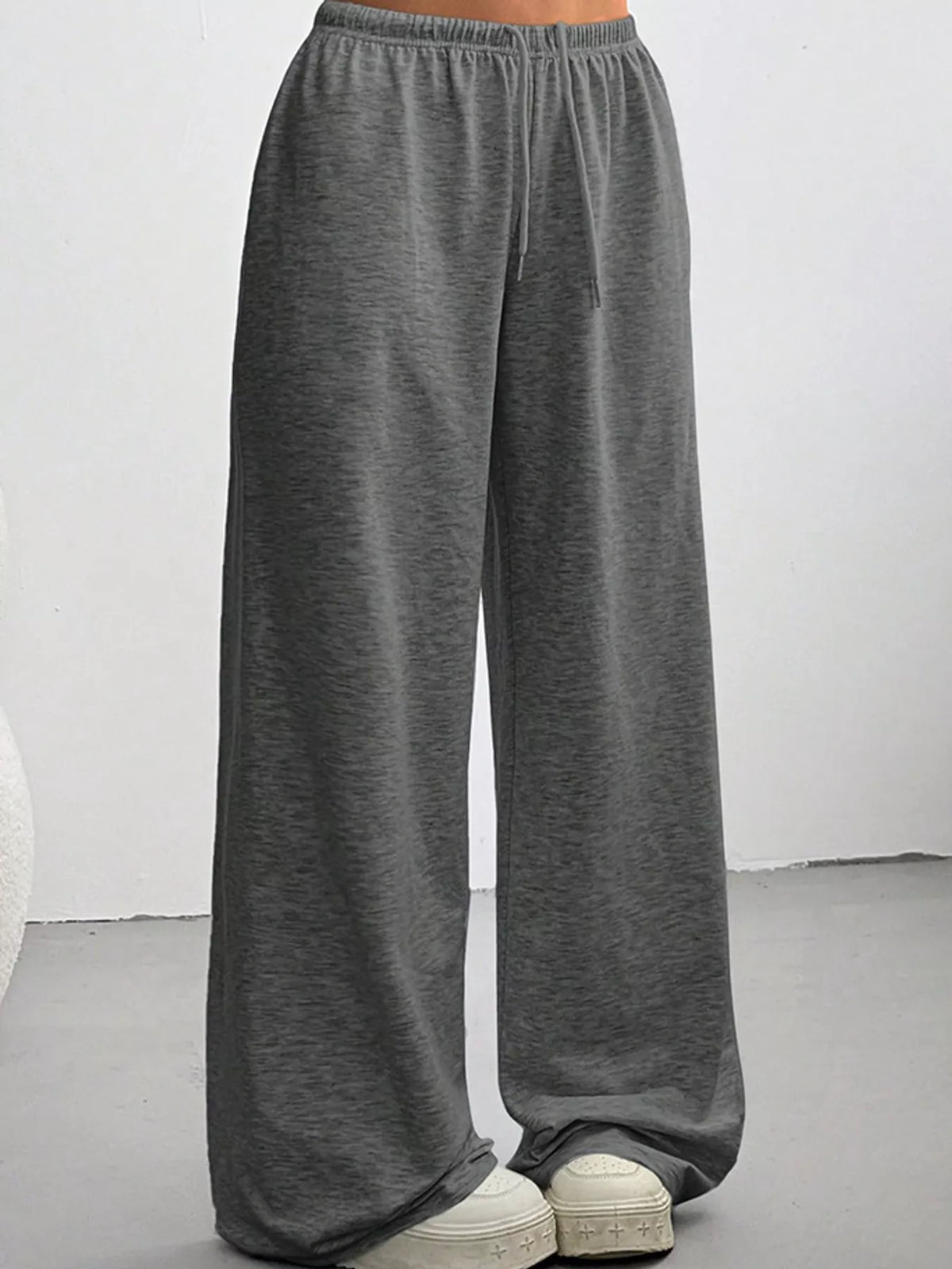 Dark Gray wide-leg drawstring pants