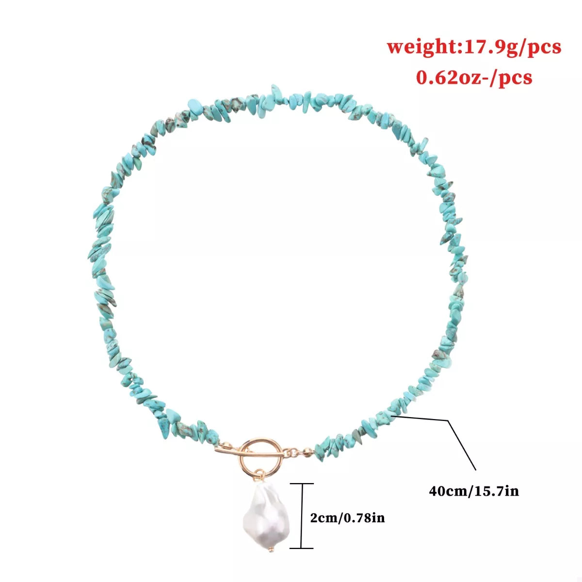 Trendsi Turquoise Irregular Pearl Necklace -
