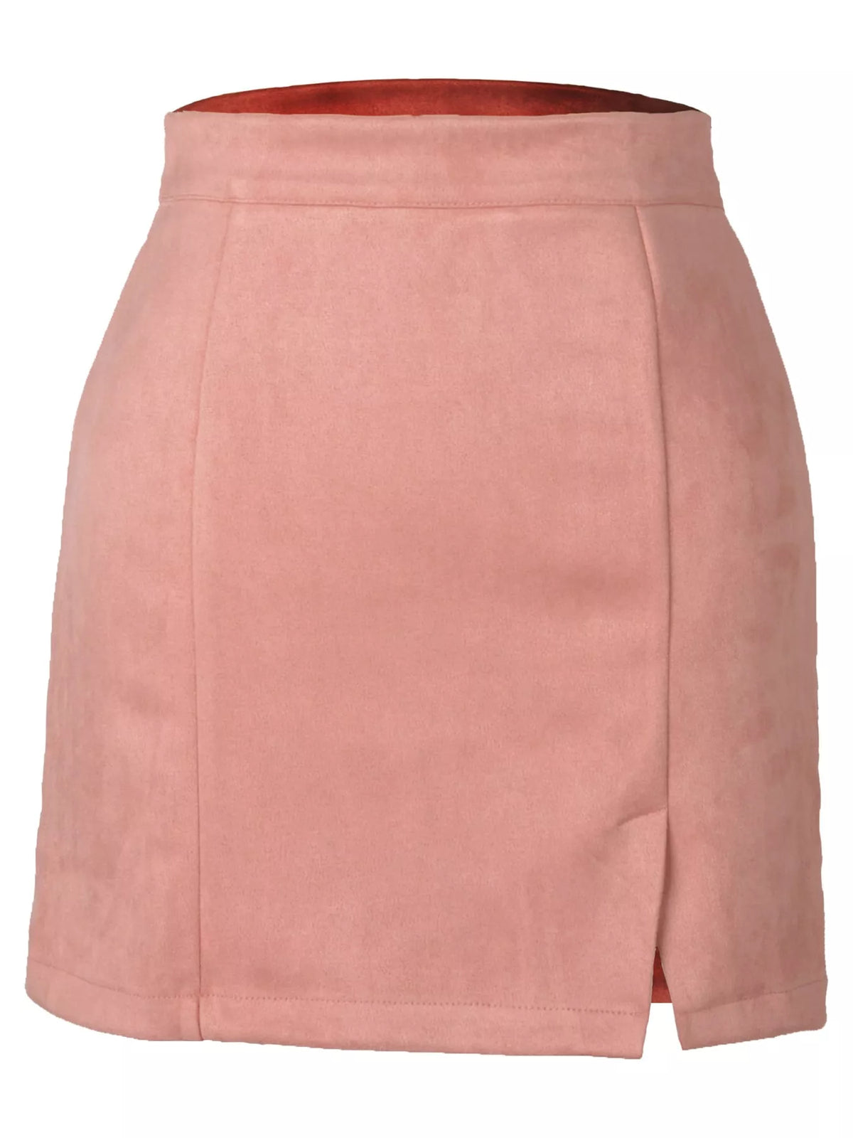 Zip-up mini skirt, pink flat front