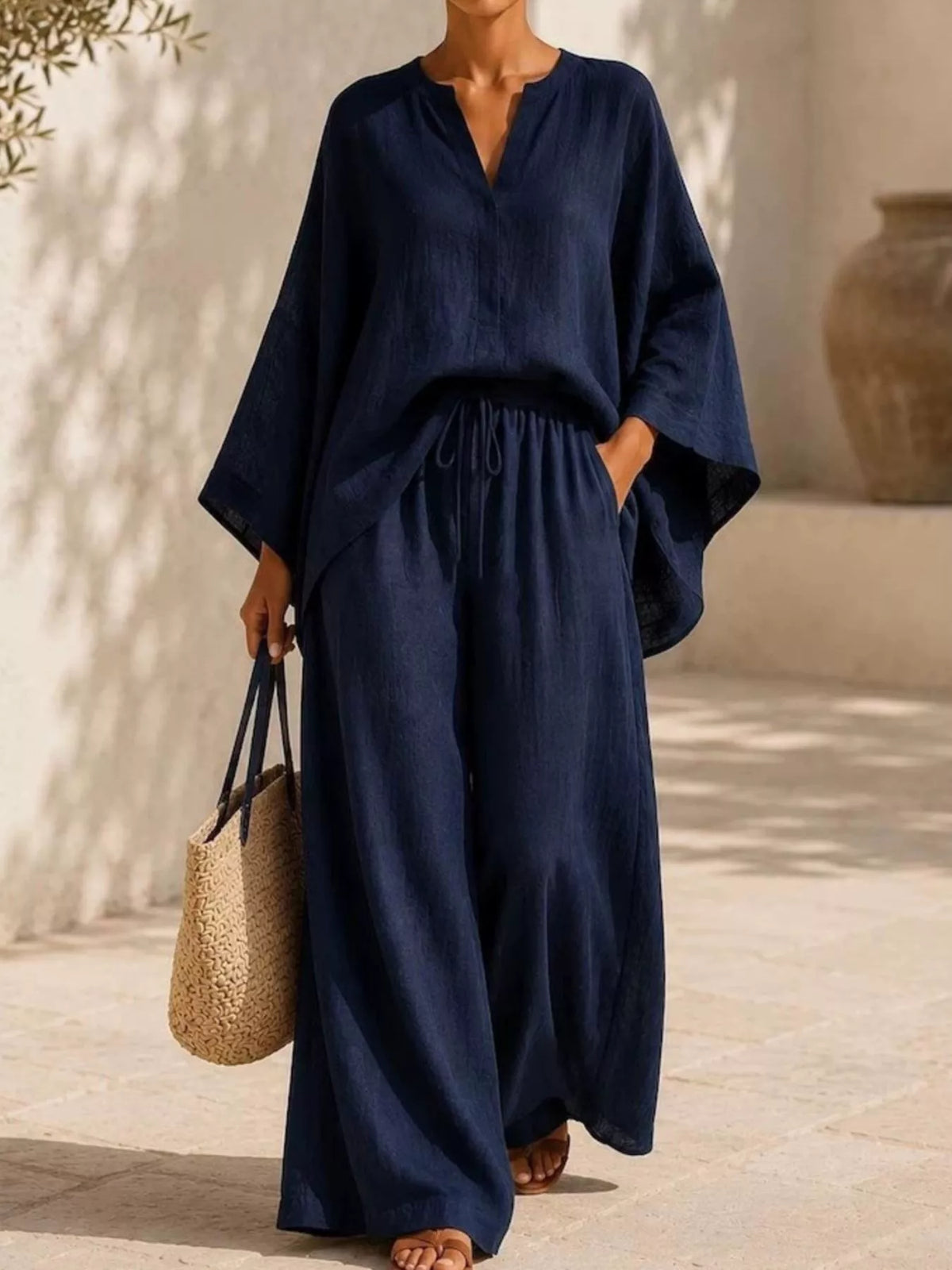 Trendsi Full Size Loose Fit Top and Wide-Leg Pants Set Plus Size -