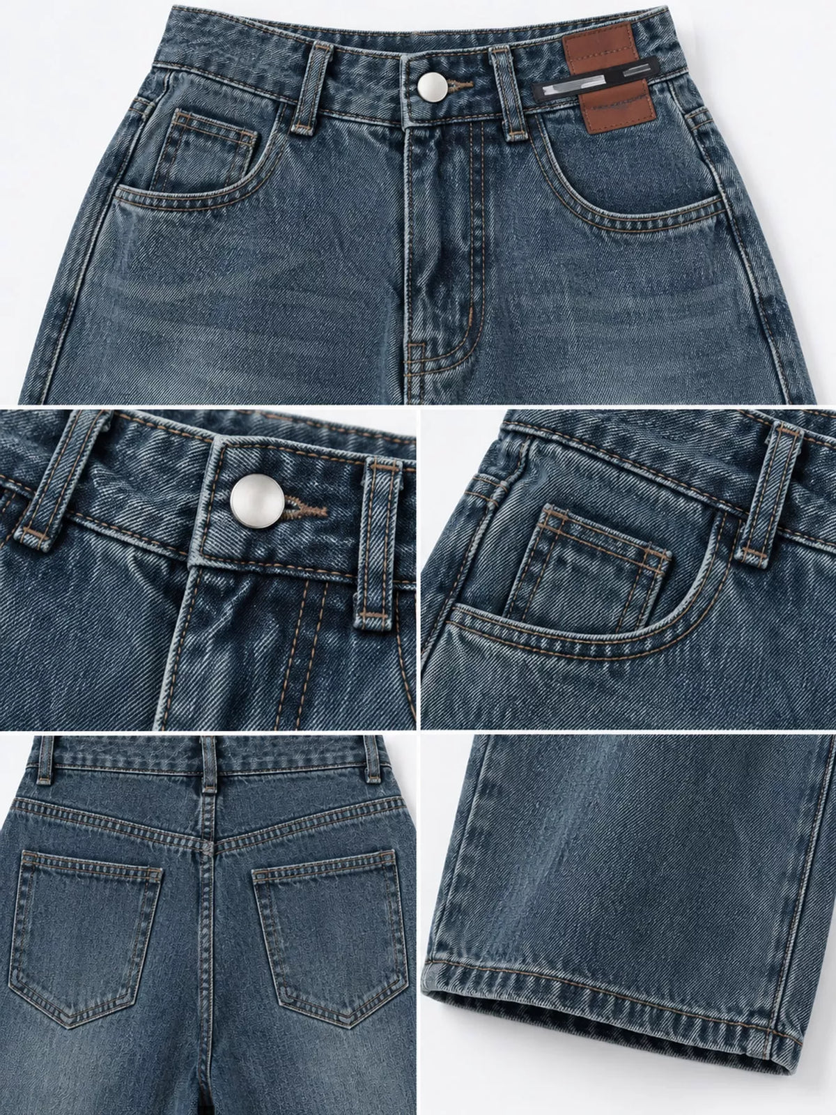 High-Waisted Vintage Wide-Leg Jeans — construction details