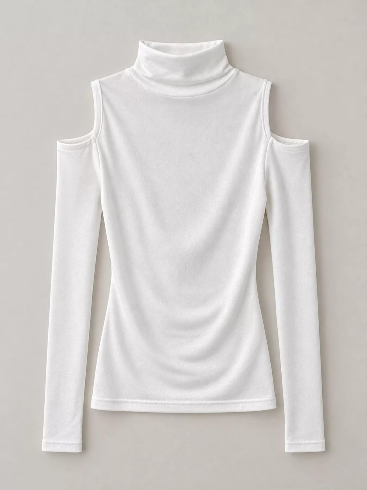 White mock neck cold-shoulder t-shirt