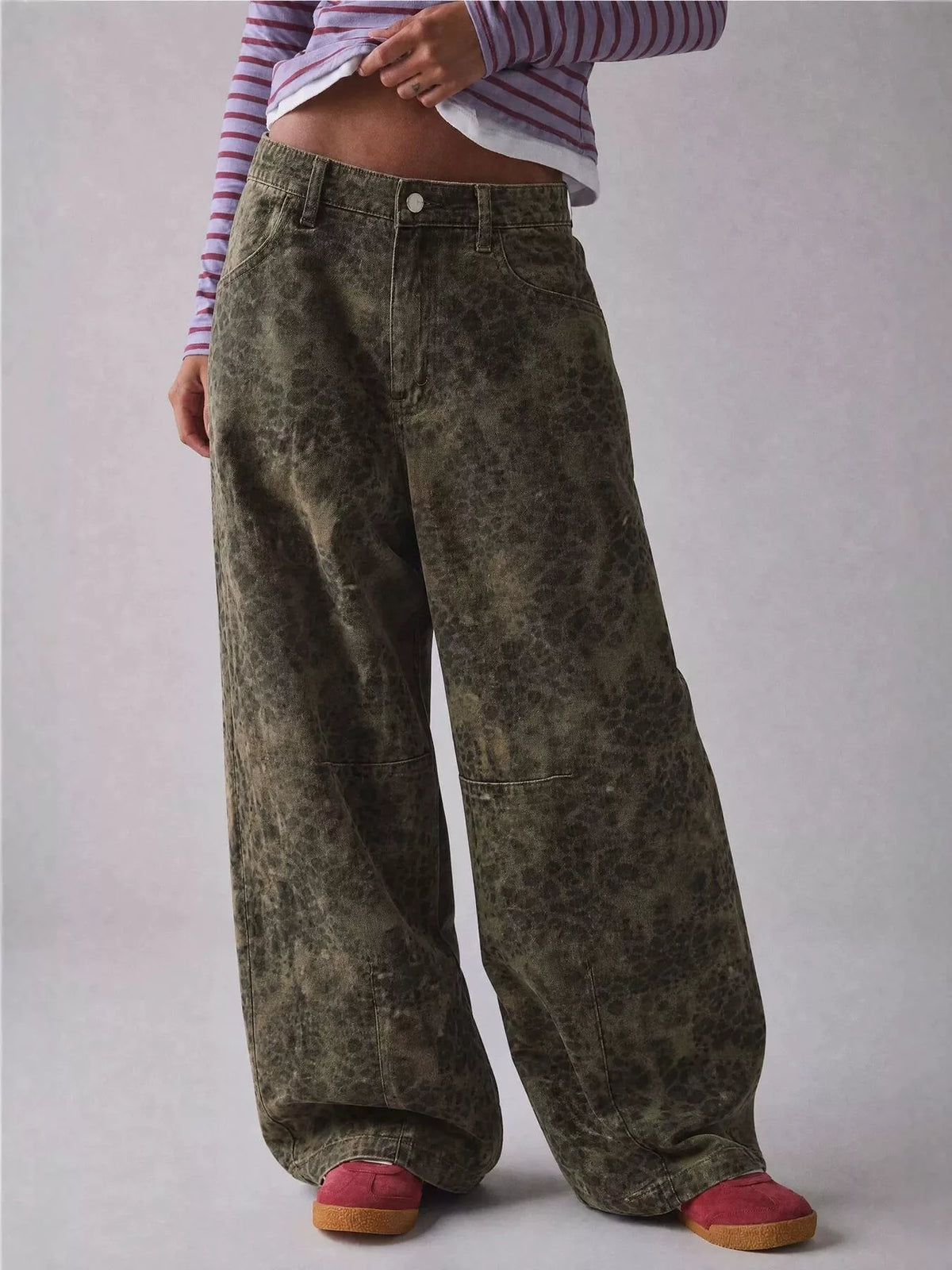 Washed High-Waist Wide-Leg Jeans, front view