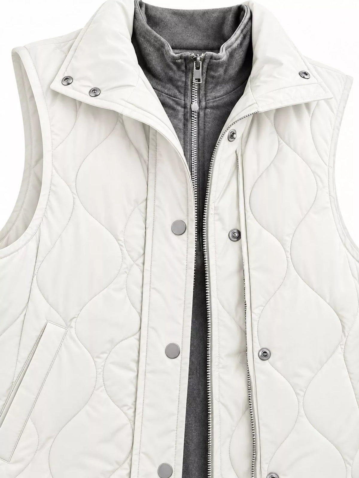 Quilted Snap-Front Vest — front view