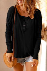 Trendsi Double Take Full Size Half Button Drop Shoulder T-Shirt - Shirts