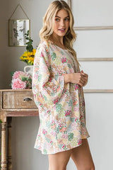 Trendsi Heimish Full Size Multi Color Floral Open Cardigan Plus Size -