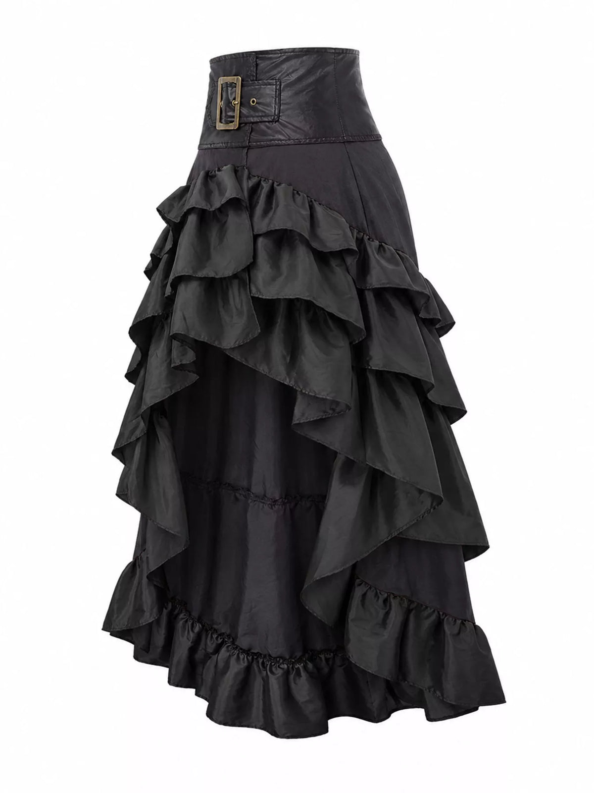 Black high-low ruffled skirt