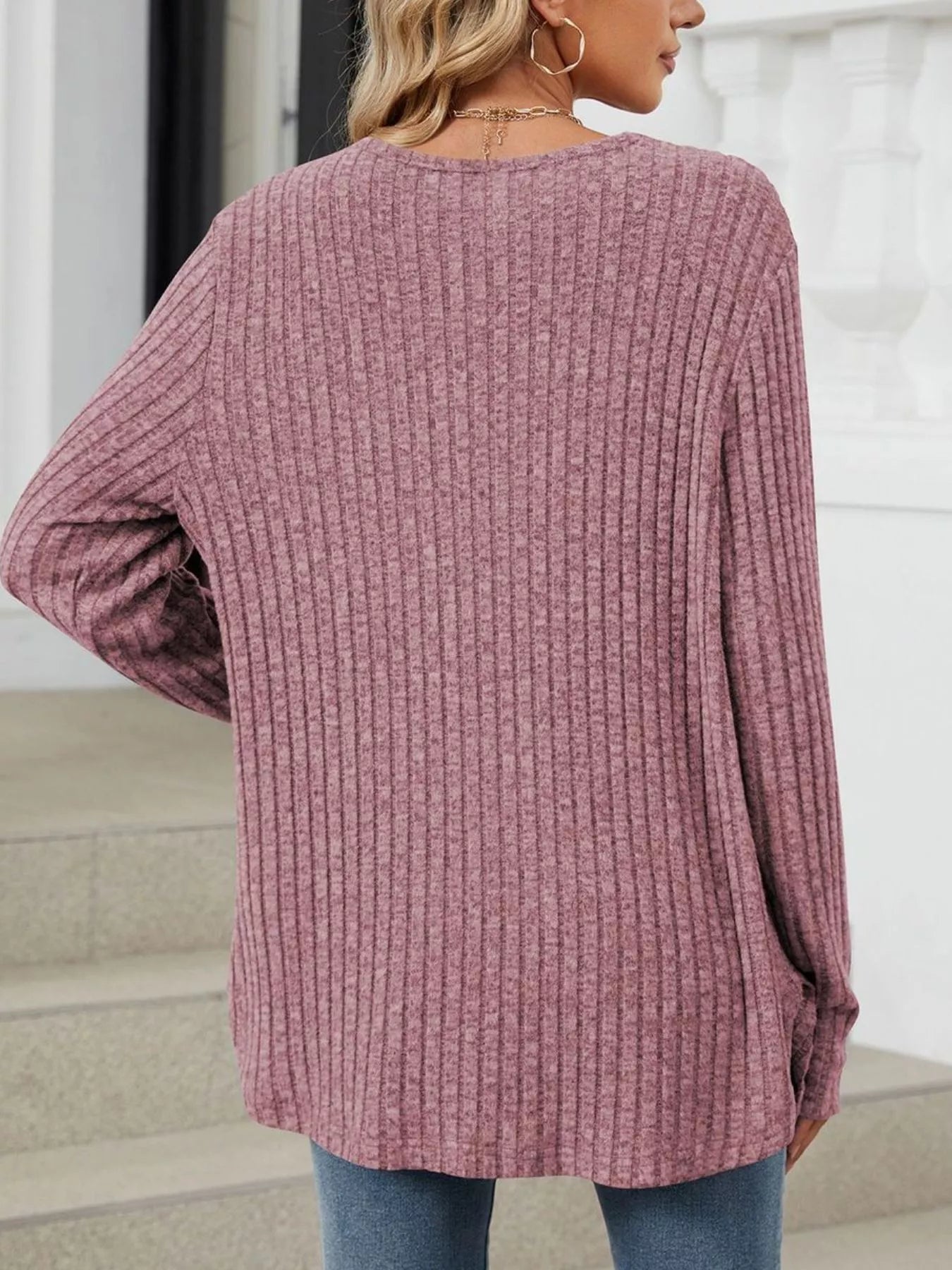 Trendsi Ribbed Button-Up Cardigan -