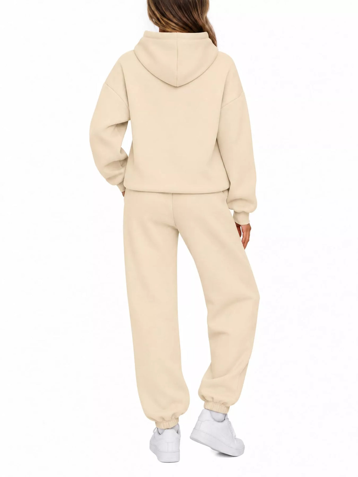 Drop Shoulder Hoodie and Jogger Sweatpants Set — back view