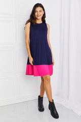 Trendsi Yelete Full Size Two-Tone Sleeveless Mini Dress with Pockets -