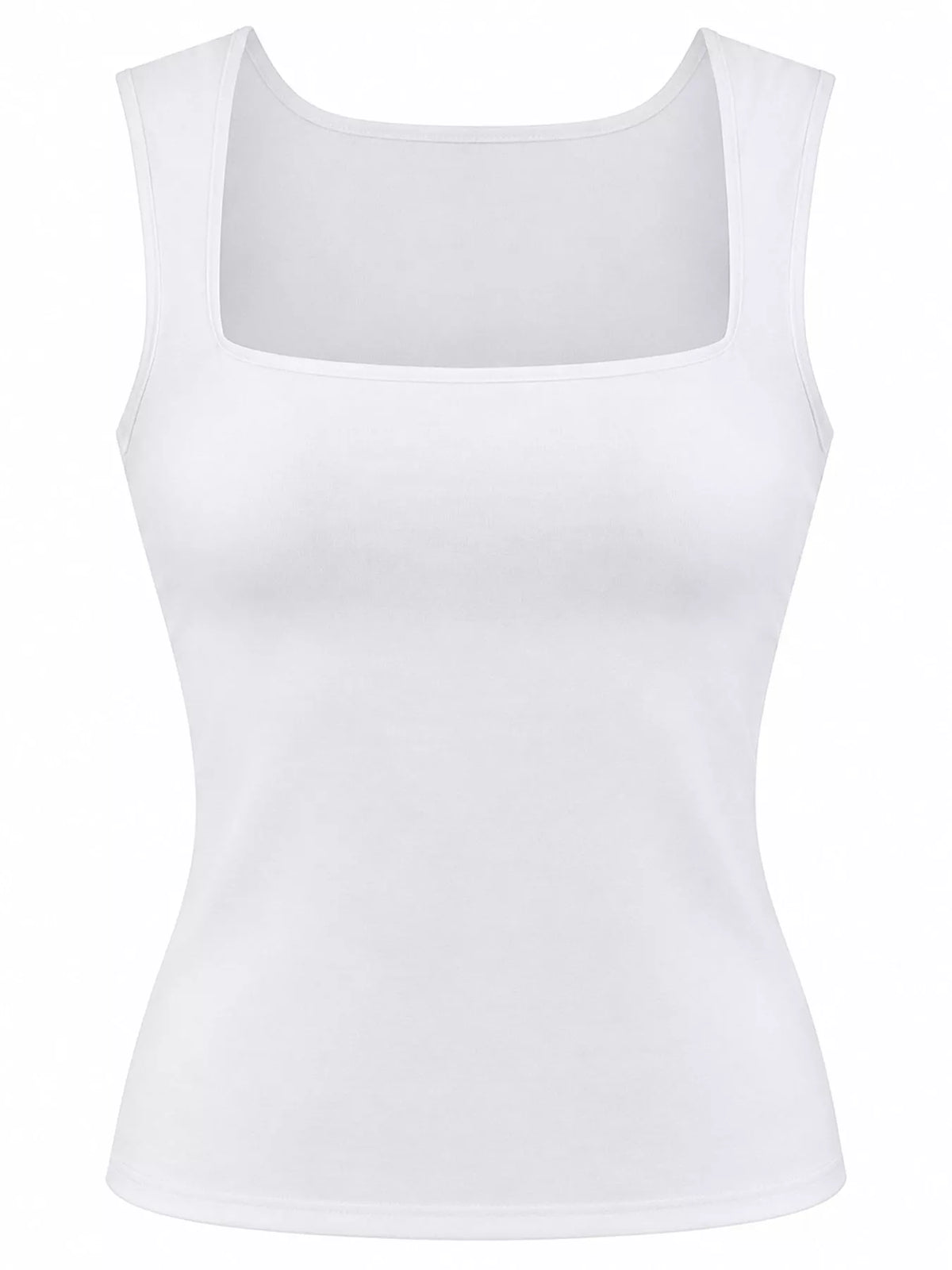White square-neck tank, front product view