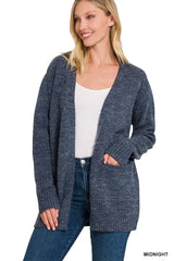Trendsi Zenana Open Front Sweater Cardigan -