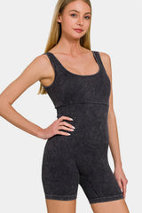 Trendsi Zenana Washed Ribbed Romper with Pad -