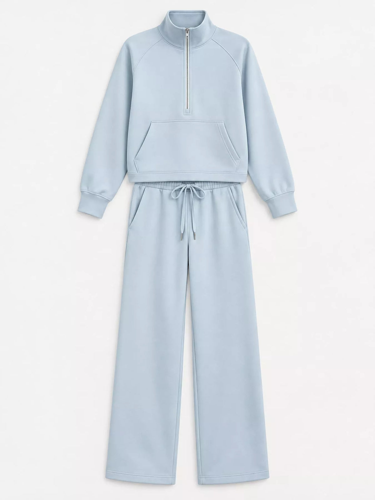 Half-zip top and pants set, light blue flat set