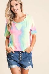 Trendsi BiBi Tie Dye French Terry Print Top -