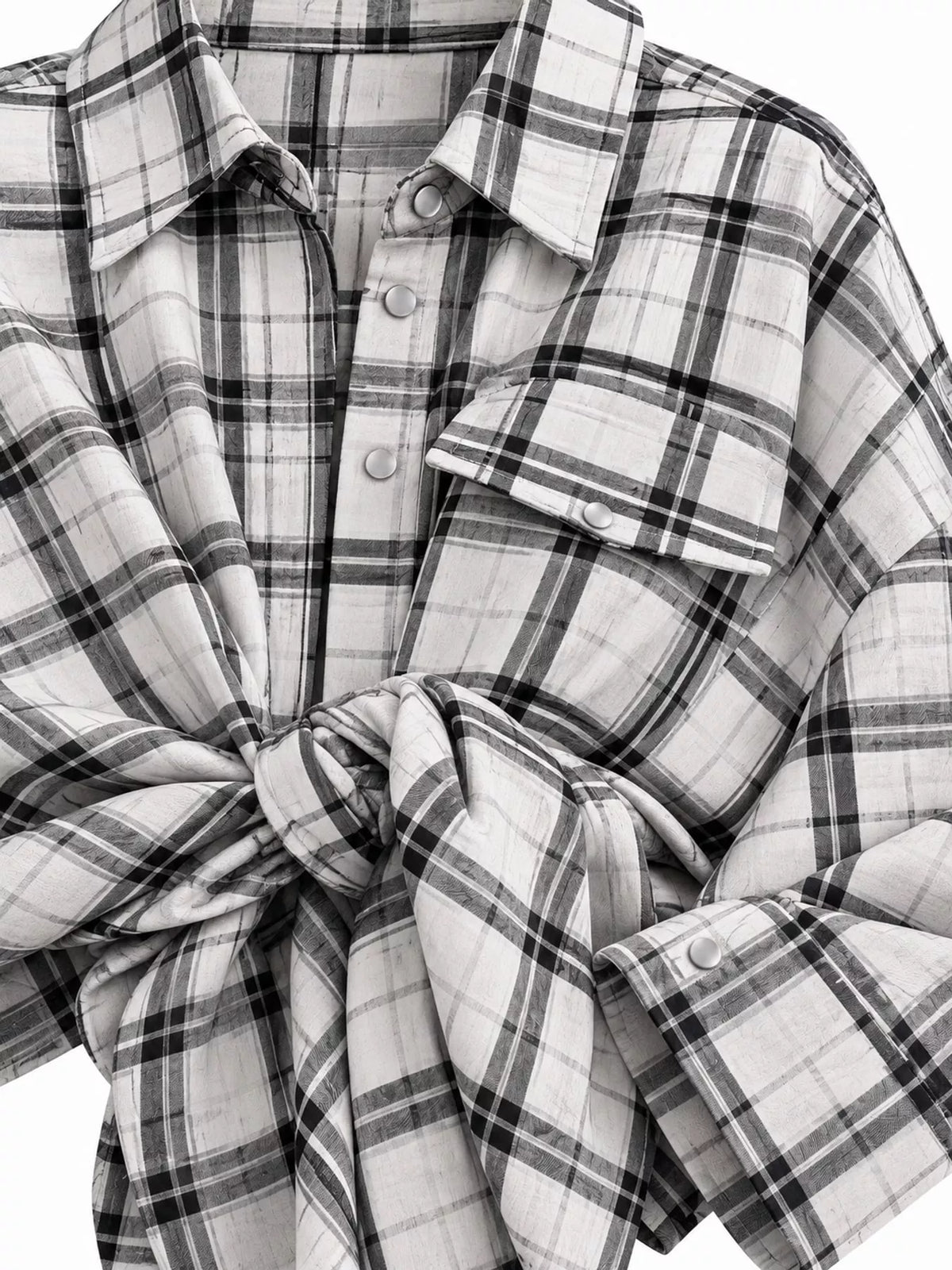 Black And White Plaid plaid button up shirt, detail view