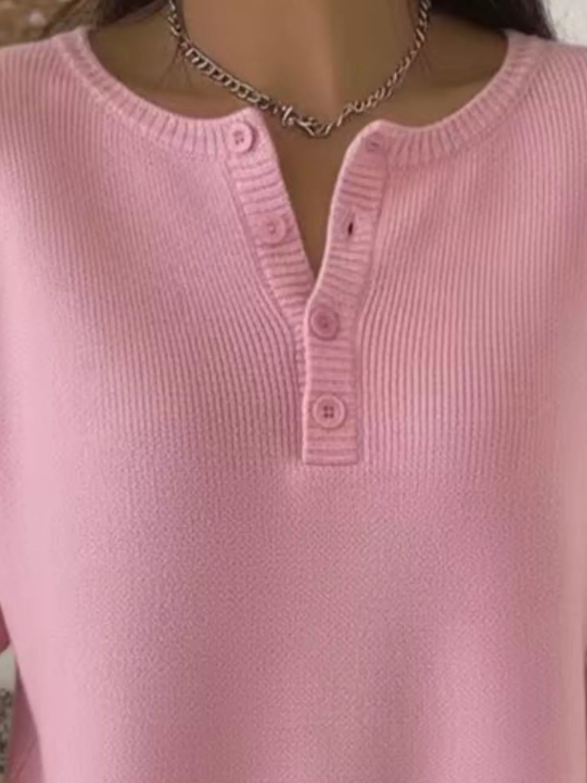 Trendsi Full Size Button Detail Ribbed Knit Sweater Plus Size -