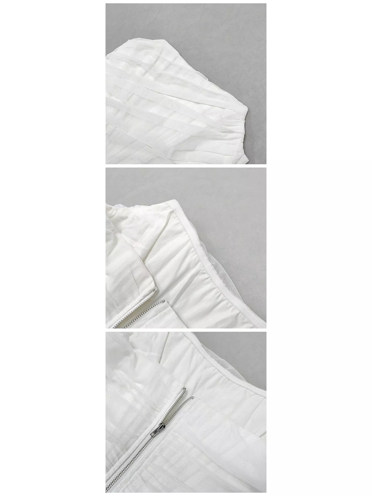 Corset Style Ruched Tube Top, detail view in white