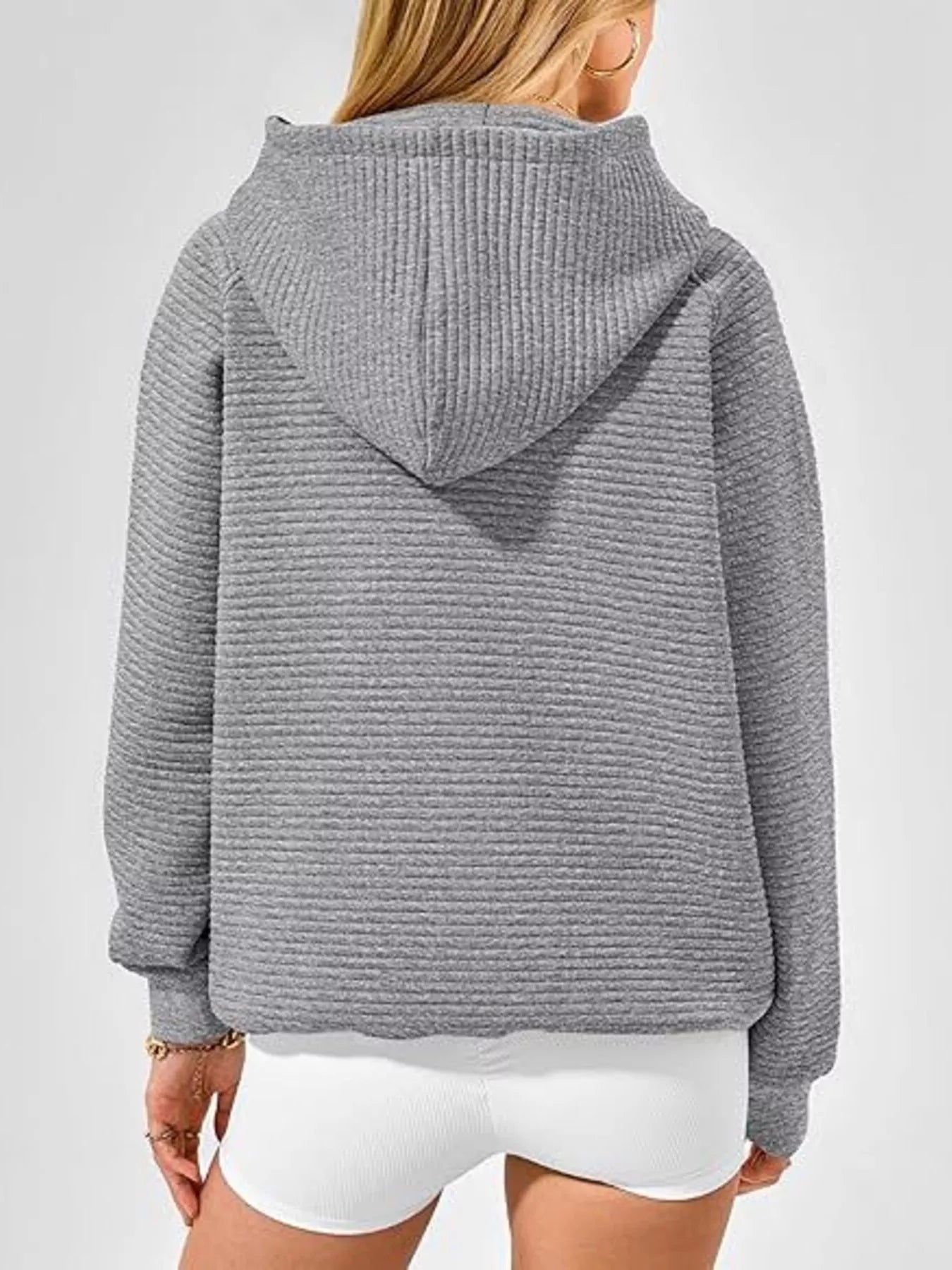 Trendsi Texture Kangaroo Pocket Raglan Sleeve Hoodie -