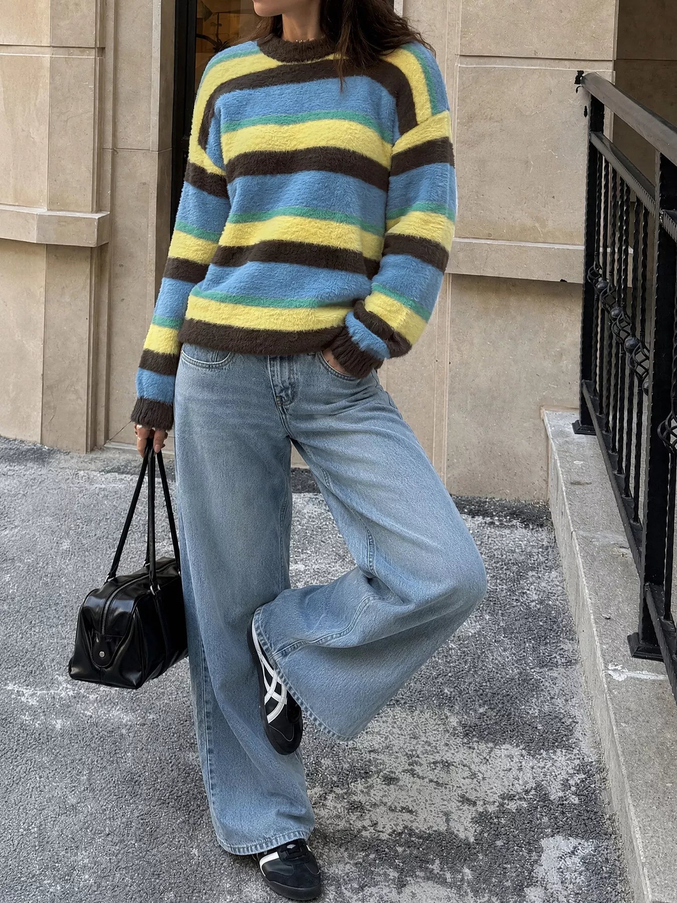 Trendsi Striped Dropped Shoulder Sweater -