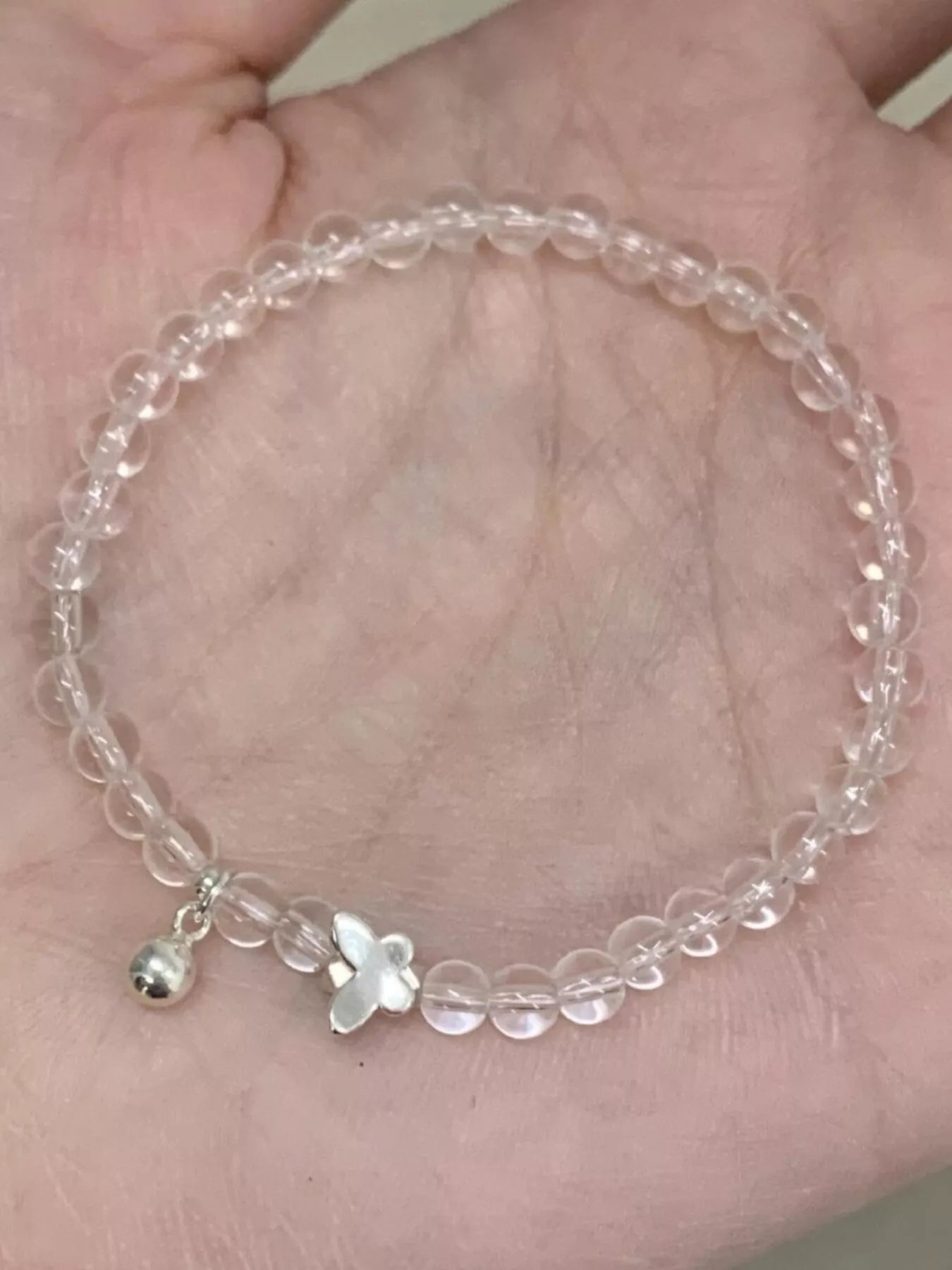 Trendsi Crystal Beaded Bracelet with Butterfly Charm -