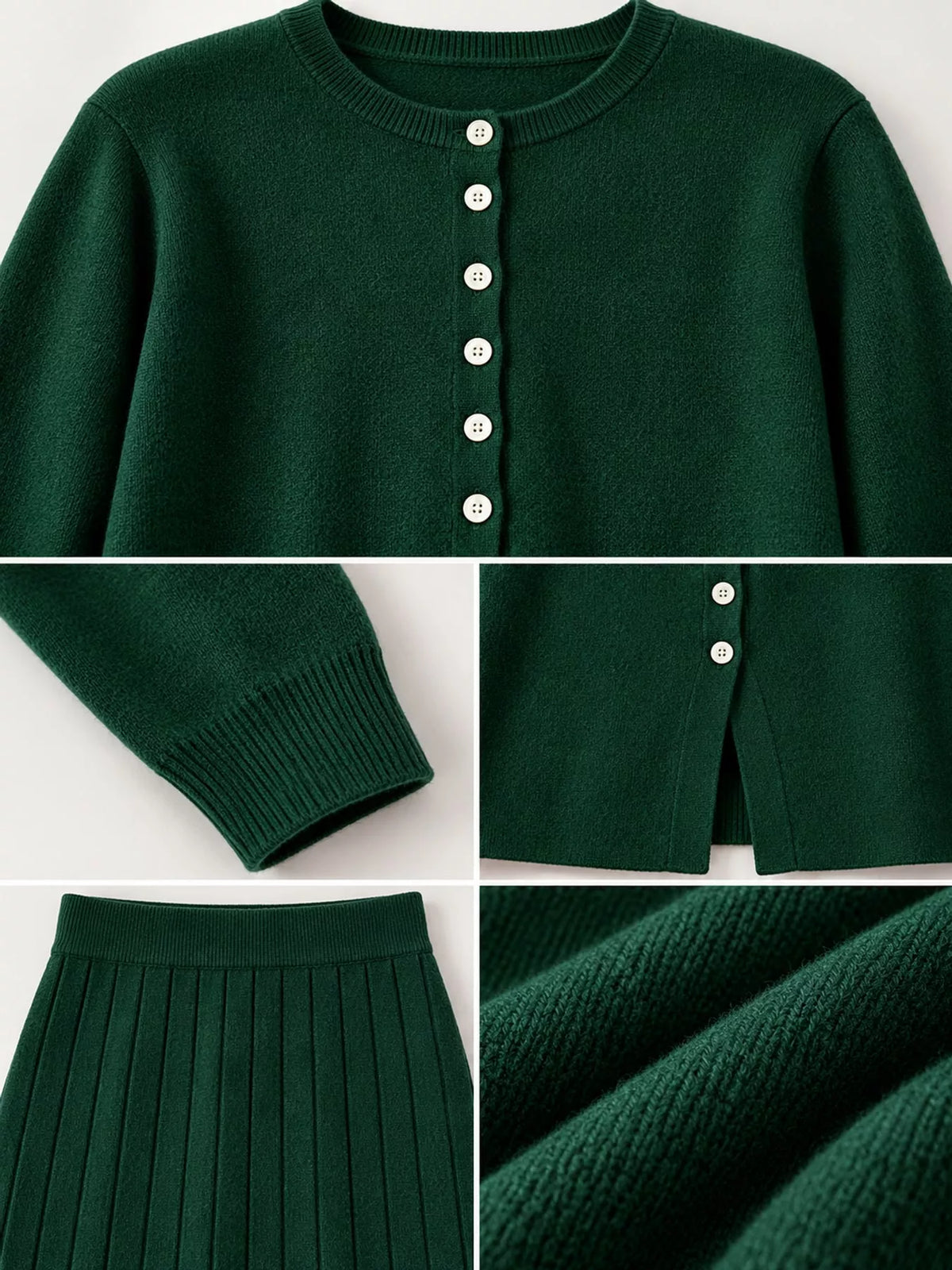 Cardigan and skirt set, garment detail