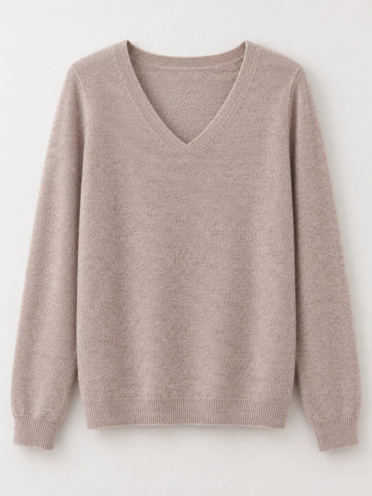 Elegant Camel v-neck long sleeve knit top