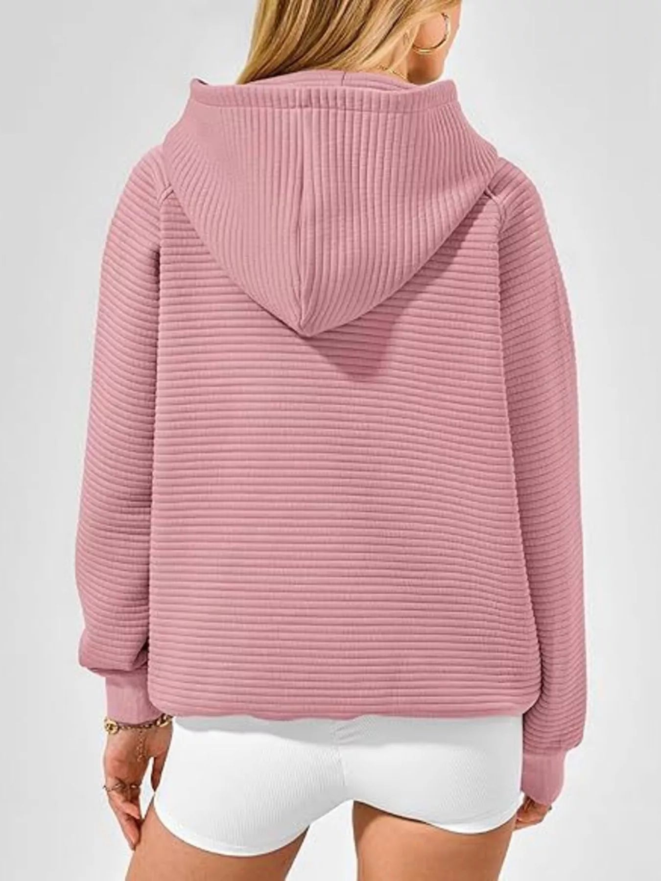 Trendsi Texture Kangaroo Pocket Raglan Sleeve Hoodie -