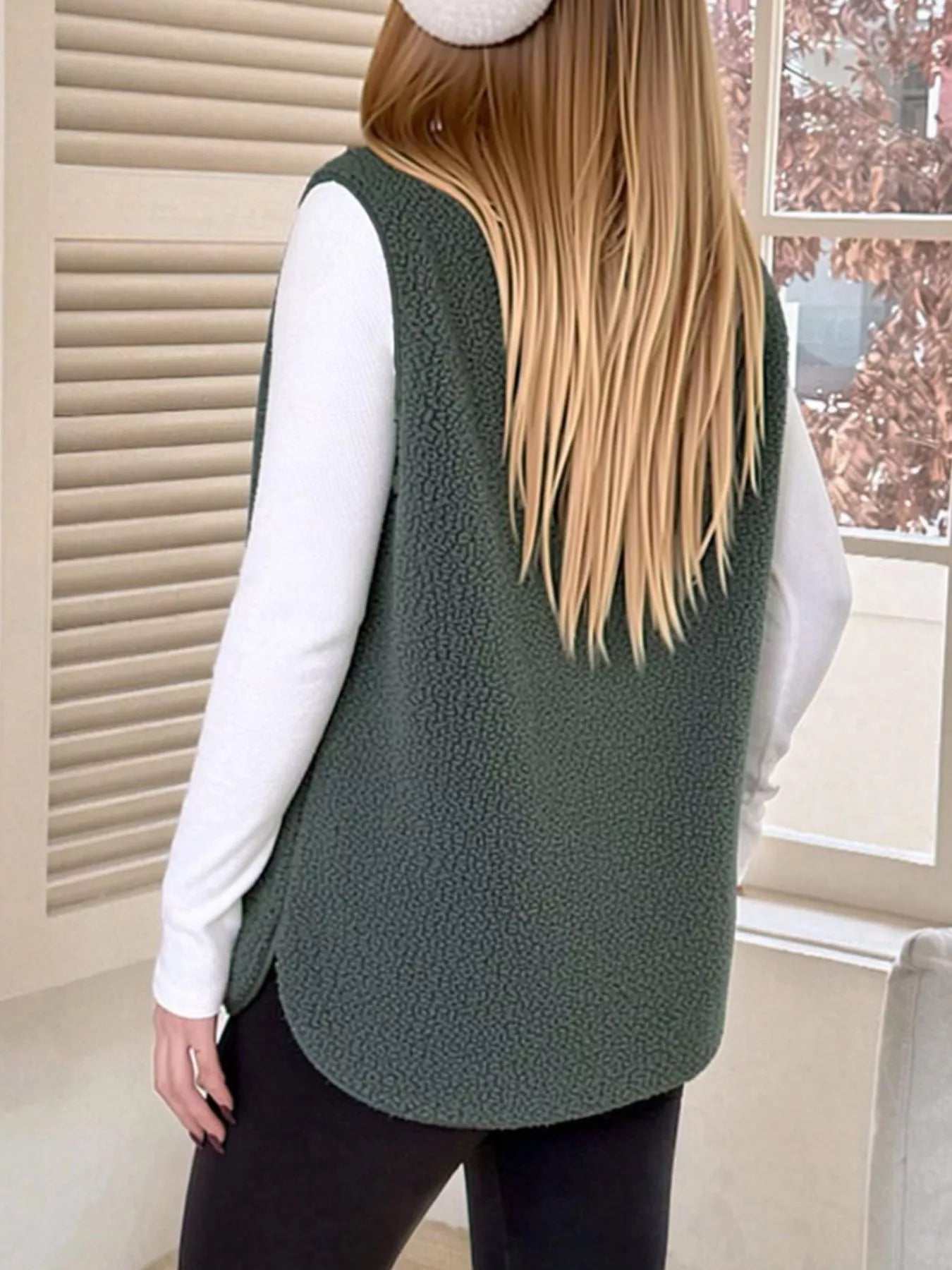 Trendsi Sherpa Sleeveless Vest Coat -