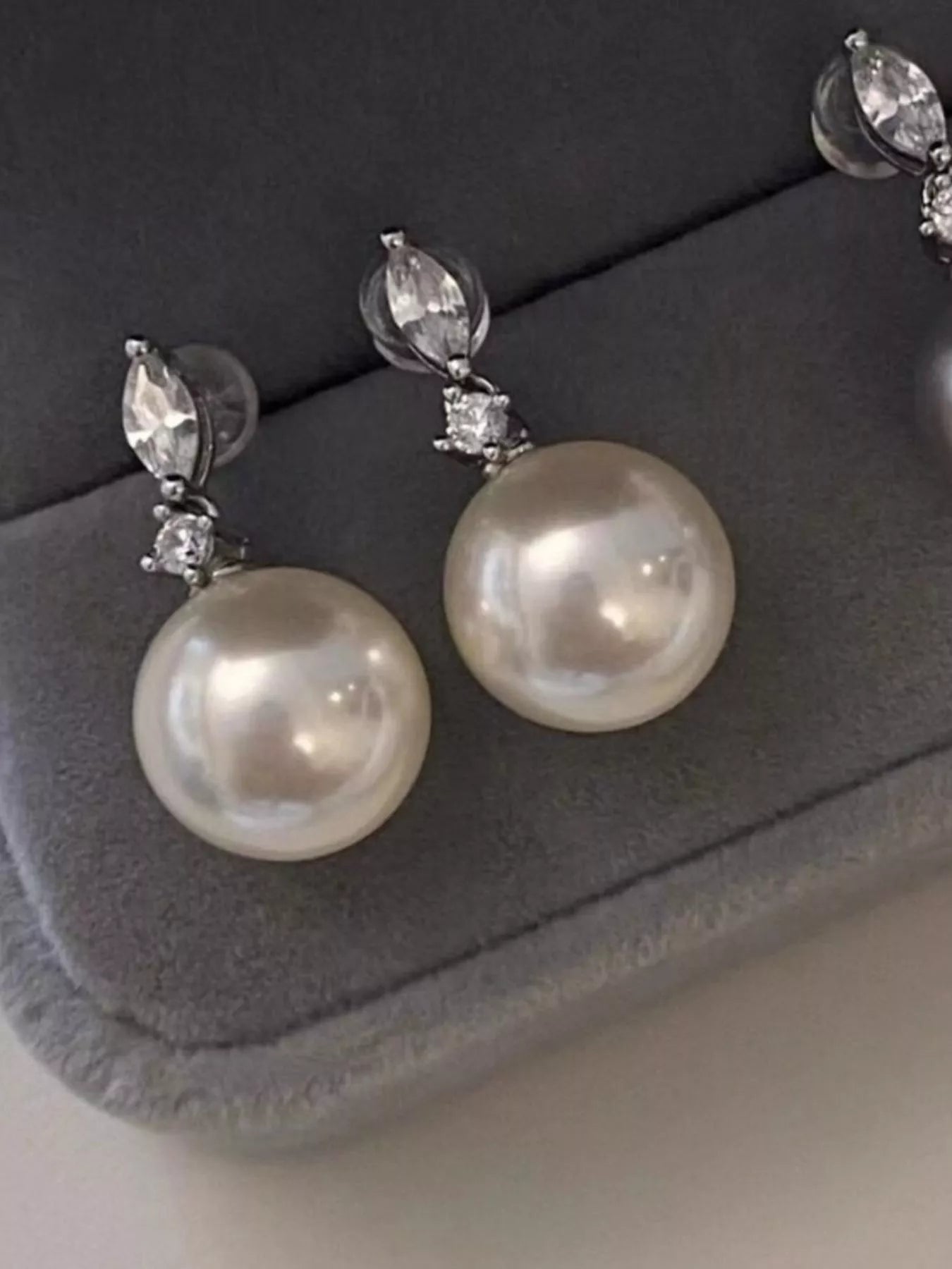 Trendsi Zircon Pearl Drop Earrings -