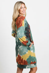 Trendsi BiBi Tie Dye Print Knit Dress with Side Pocket -