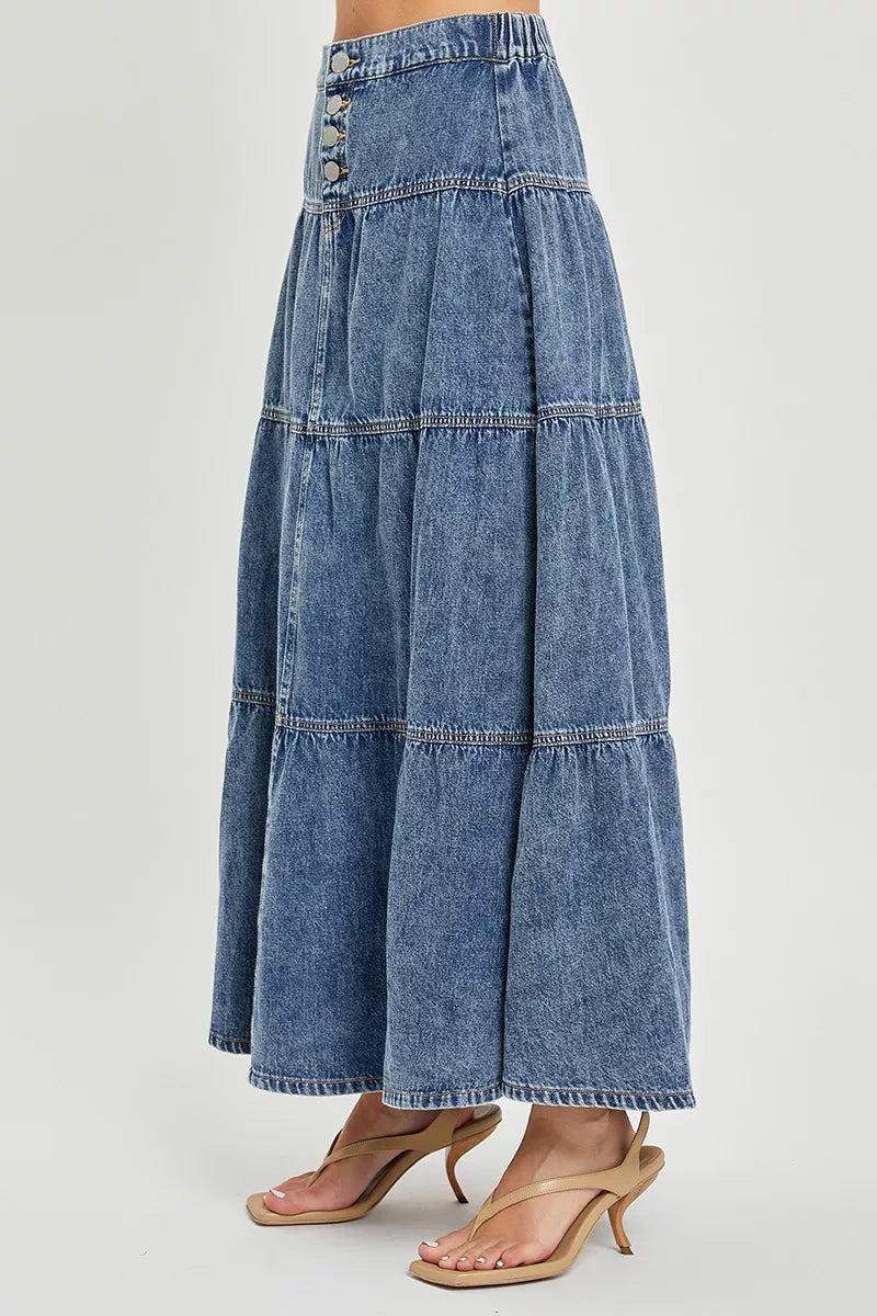 Trendsi RISEN High Rise Ruffle Long Skirts -