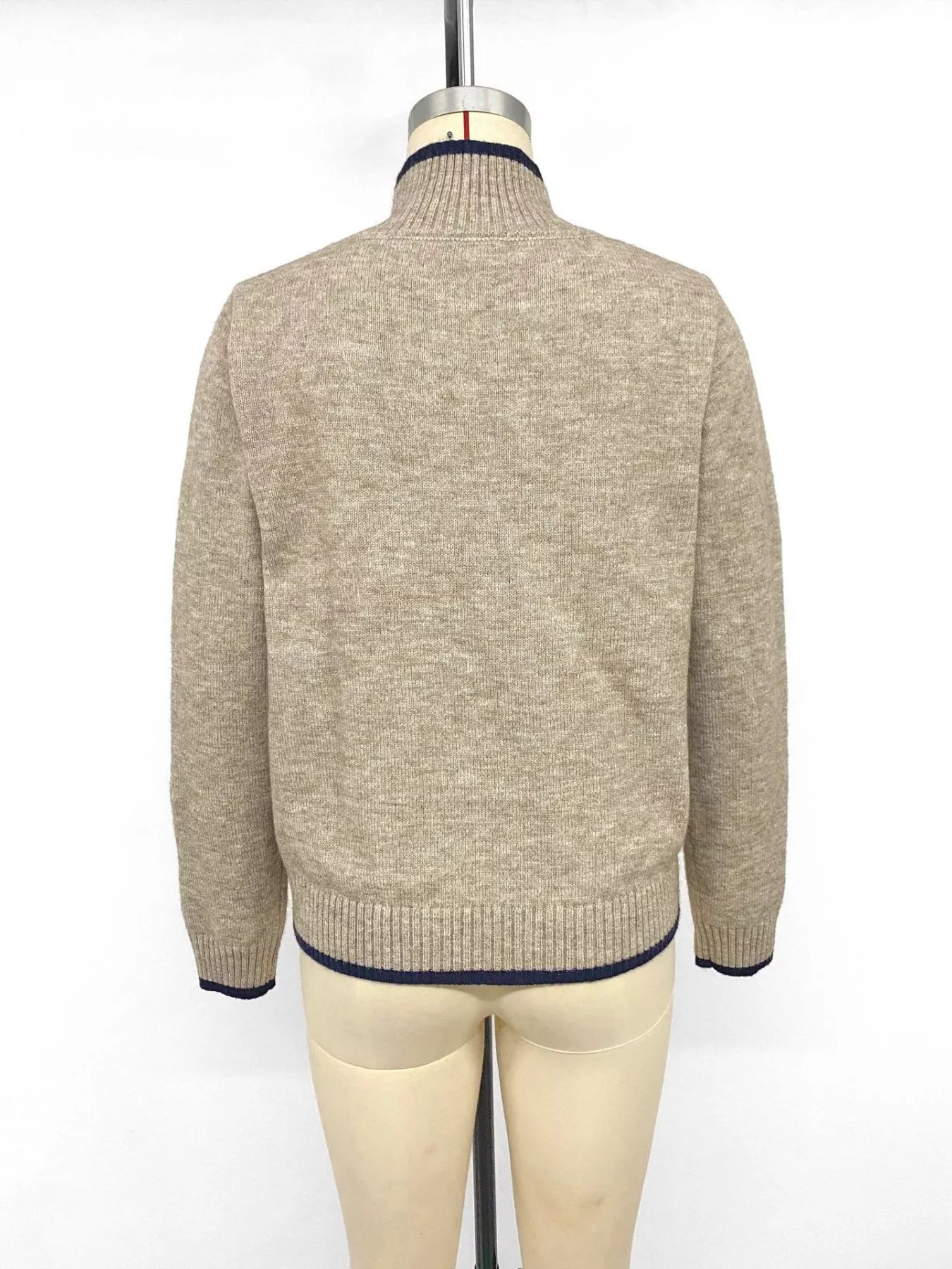Trendsi Cozy Mock Neck Sweater with Contrast Trim -